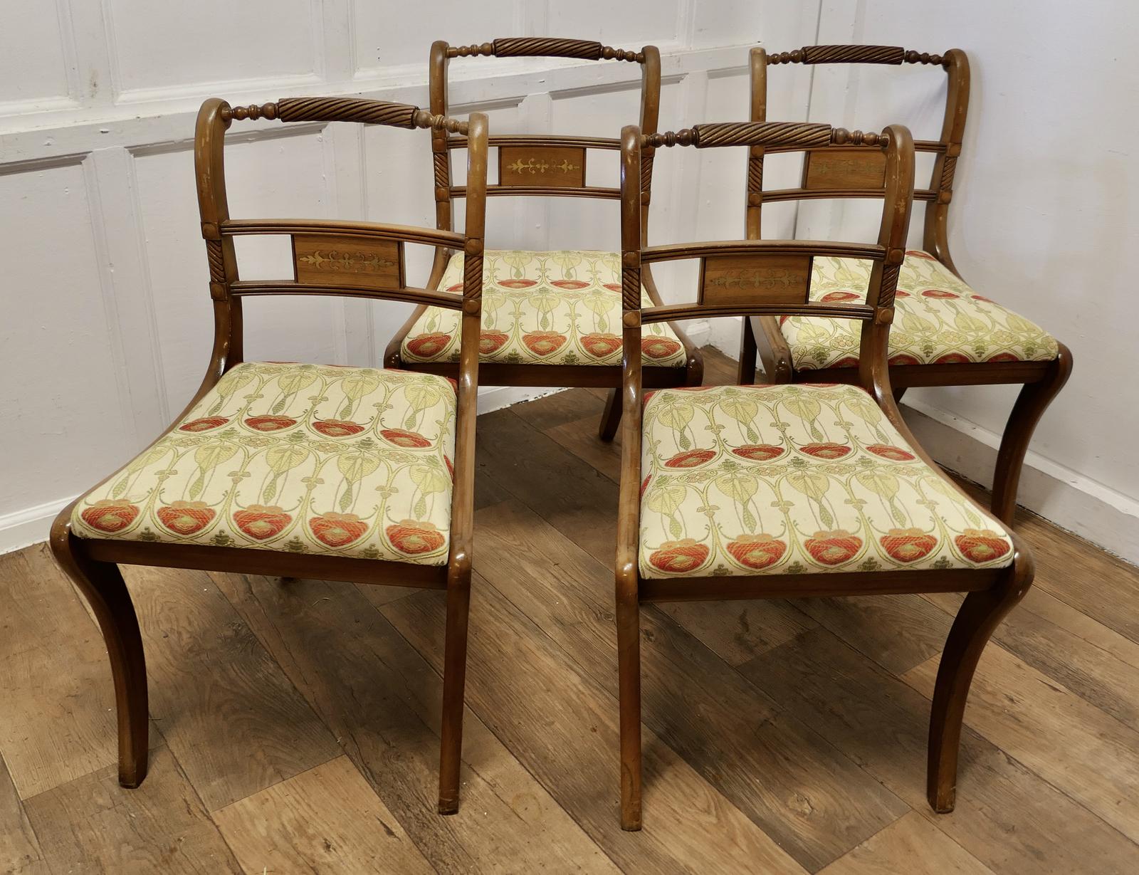 Set of 4 Art Nouveau Walnut Dining Chairs (1 of 7)