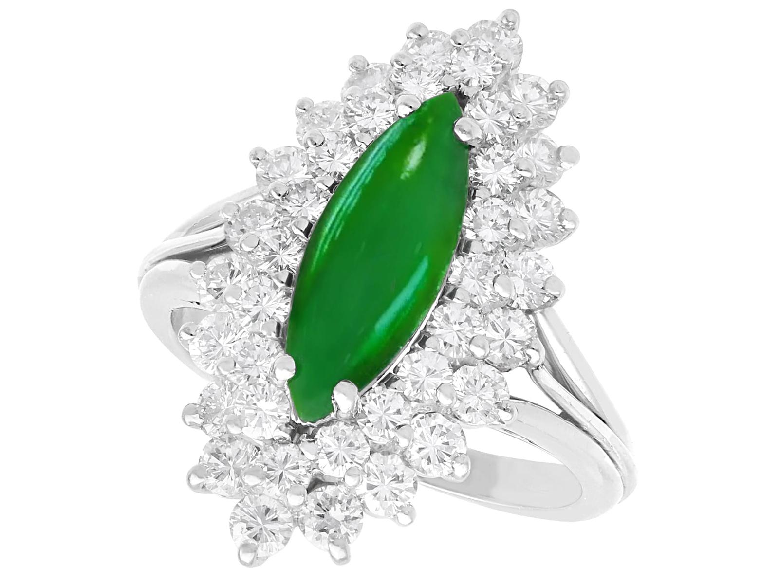 1.40ct Jade & 1.38ct Diamond, Platinum Dress Ring c.1935 (1 of 12)
