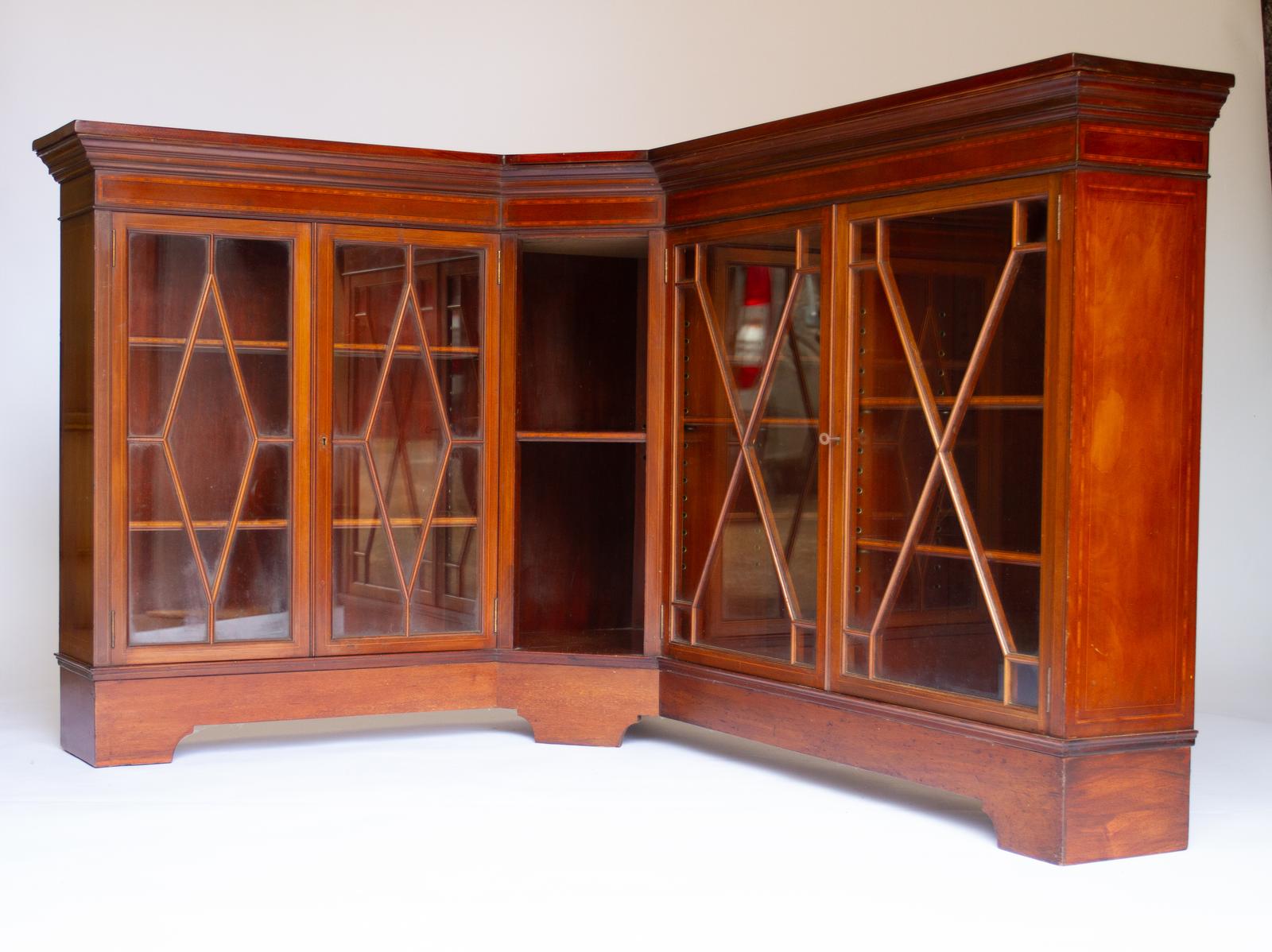 Edwardian Inlaid Mahogany L Shaped Corner Cabinet (1 of 5)