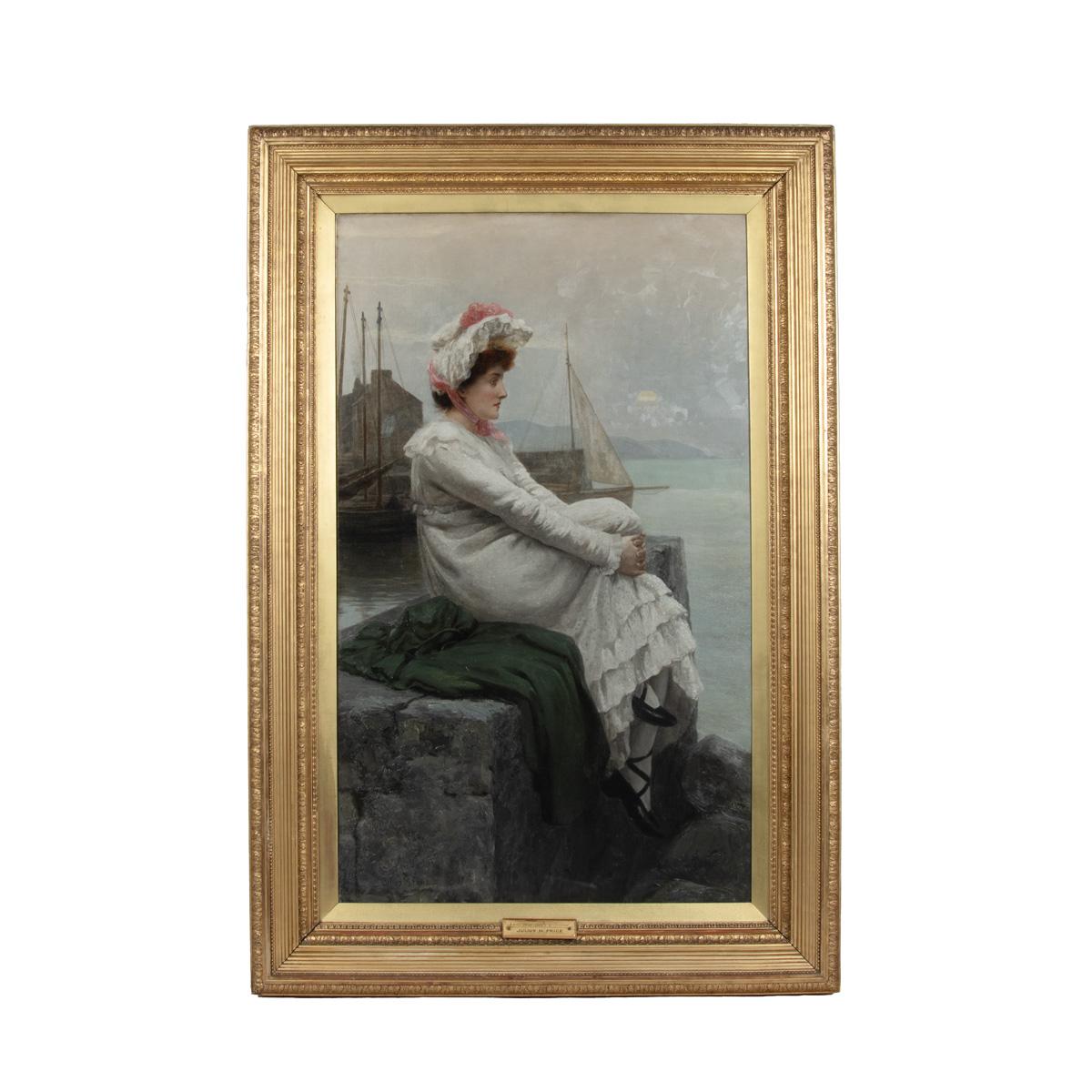 Fine Oil on Canvas of the ‘Lass That Loved a Sailor’ by Julius Mendes Price 1906 (1 of 4)