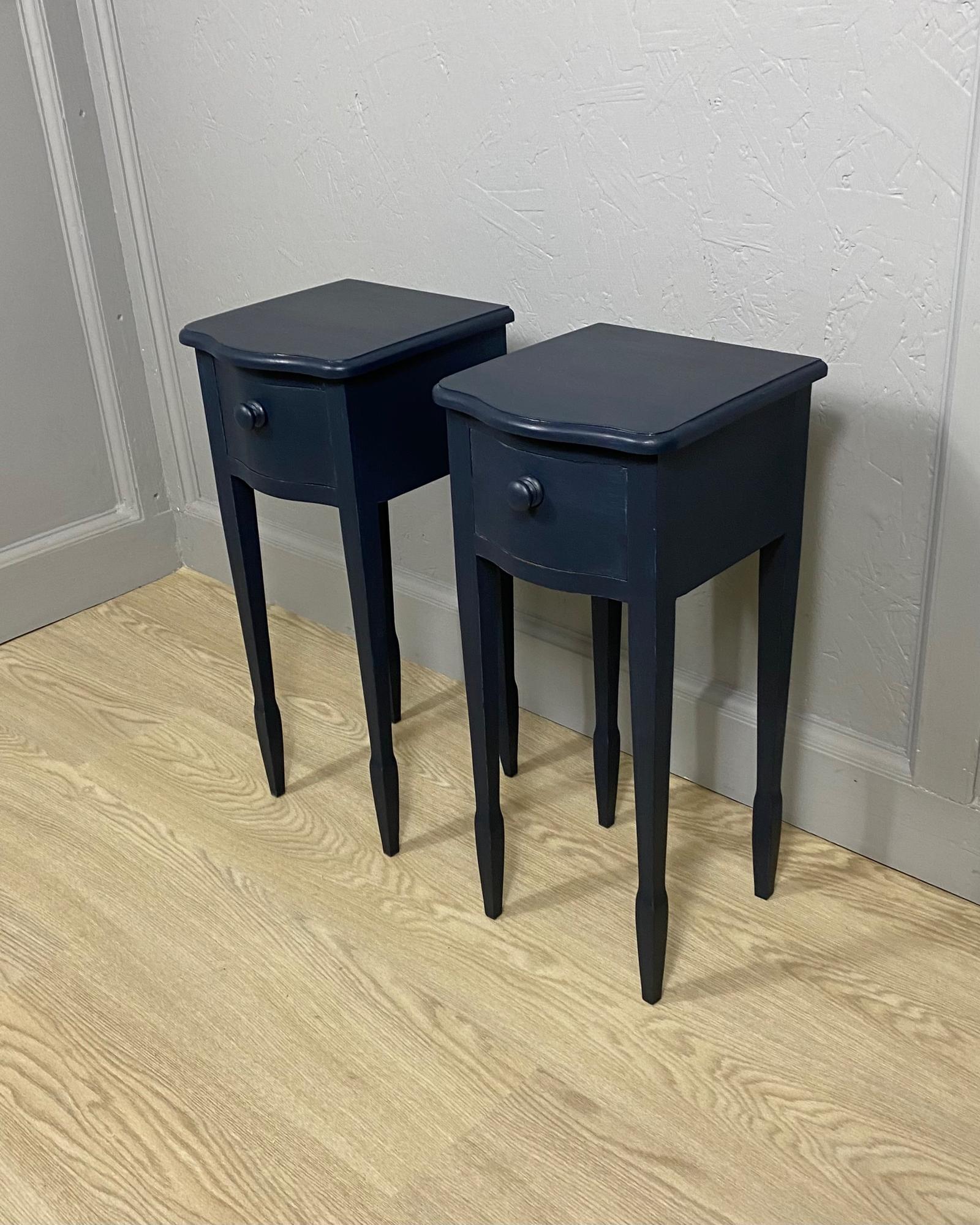 Pair of Small Blue Painted Bedside Tables (1 of 8) Pair of Small Blue Painted Bedside Tables (1 of 8)