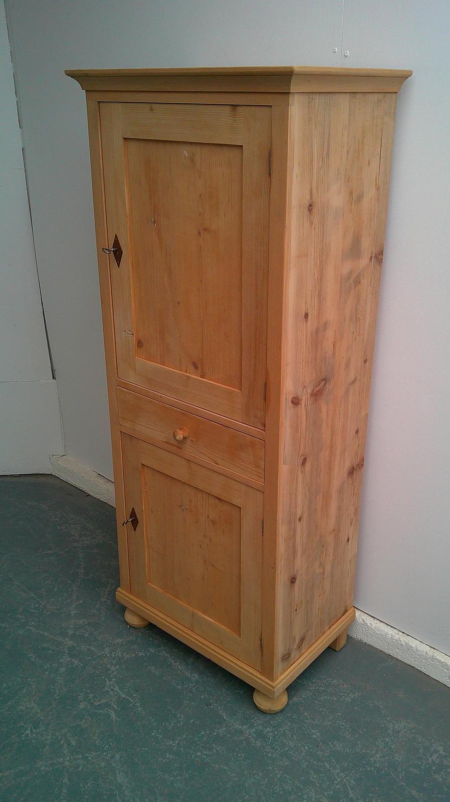 Super Plain Antique Pine 2 Door 1 Drawer Bathroom Cupboard to wax / paint (1 of 9)