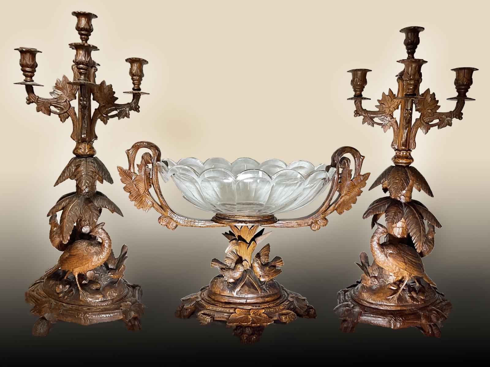 Black Forest Carved Garniture c.1880 (1 of 6)