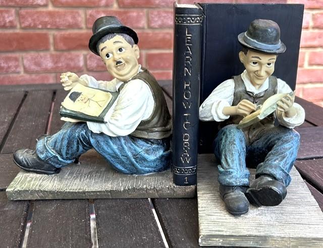 Pair of Novelty Handmade Vintage Bookends, in the Image of Laurel & Hardy (1 of 7) Pair of Novelty Handmade Vintage Bookends, in the Image of Laurel & Hardy (1 of 7)