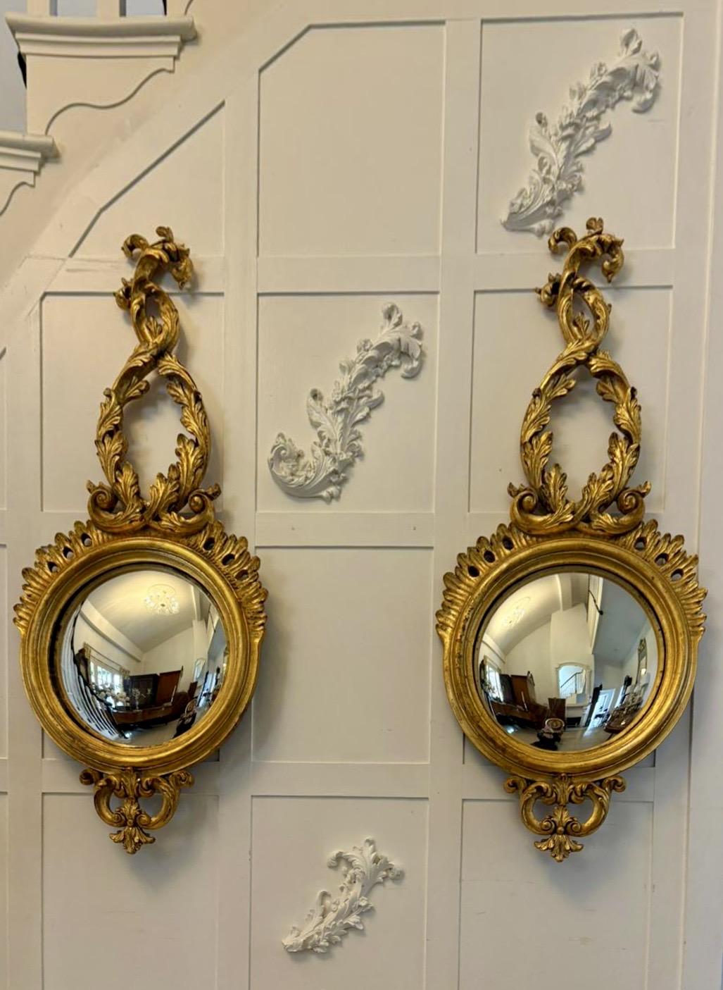 Antique Pair of Regency Style Giltwood Convex Girandole Wall Mirrors (1 of 11) Antique Pair of Regency Style Giltwood Convex Girandole Wall Mirrors (1 of 11)