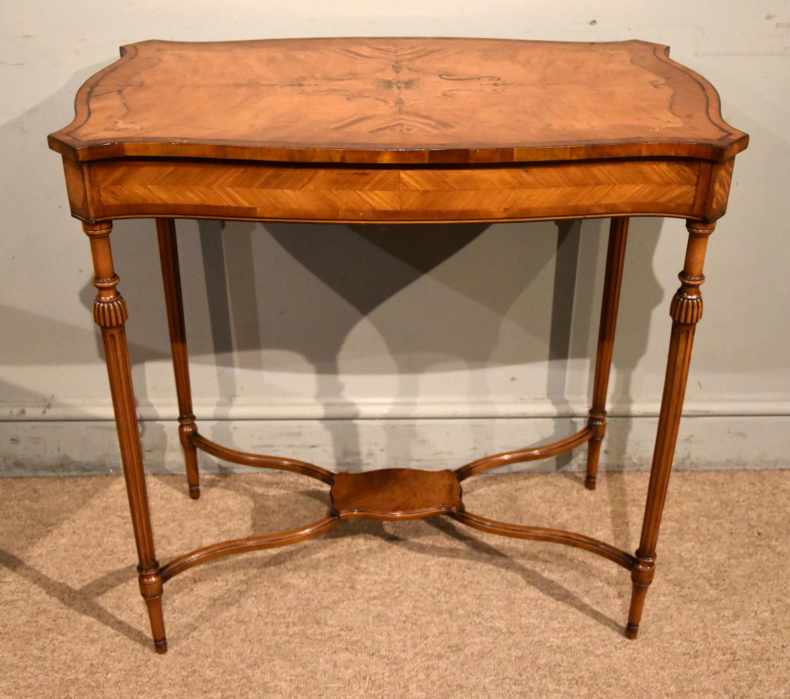 Edwardian Inlaid Serpentine Occasional Table (1 of 8) Edwardian Inlaid Serpentine Occasional Table (1 of 8)