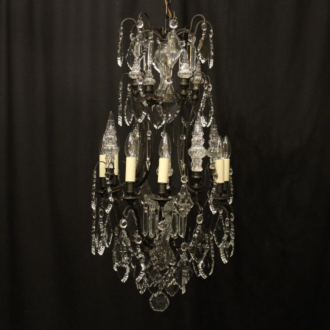 French Bronze & Crystal 8 Light Cage Chandelier (1 of 10)