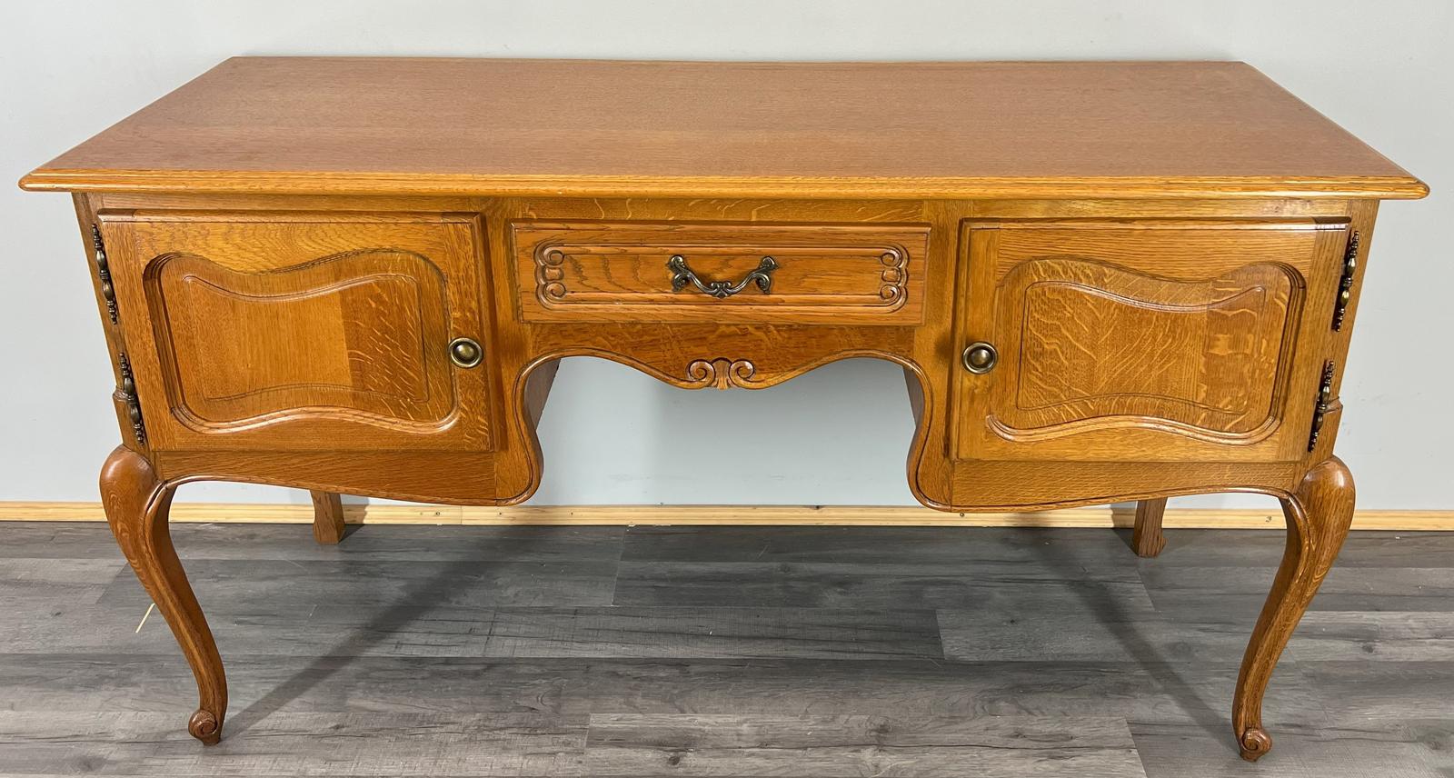 Cabinet Vintage French Style Carved Desk with Storage Sideboard (1 of 13)