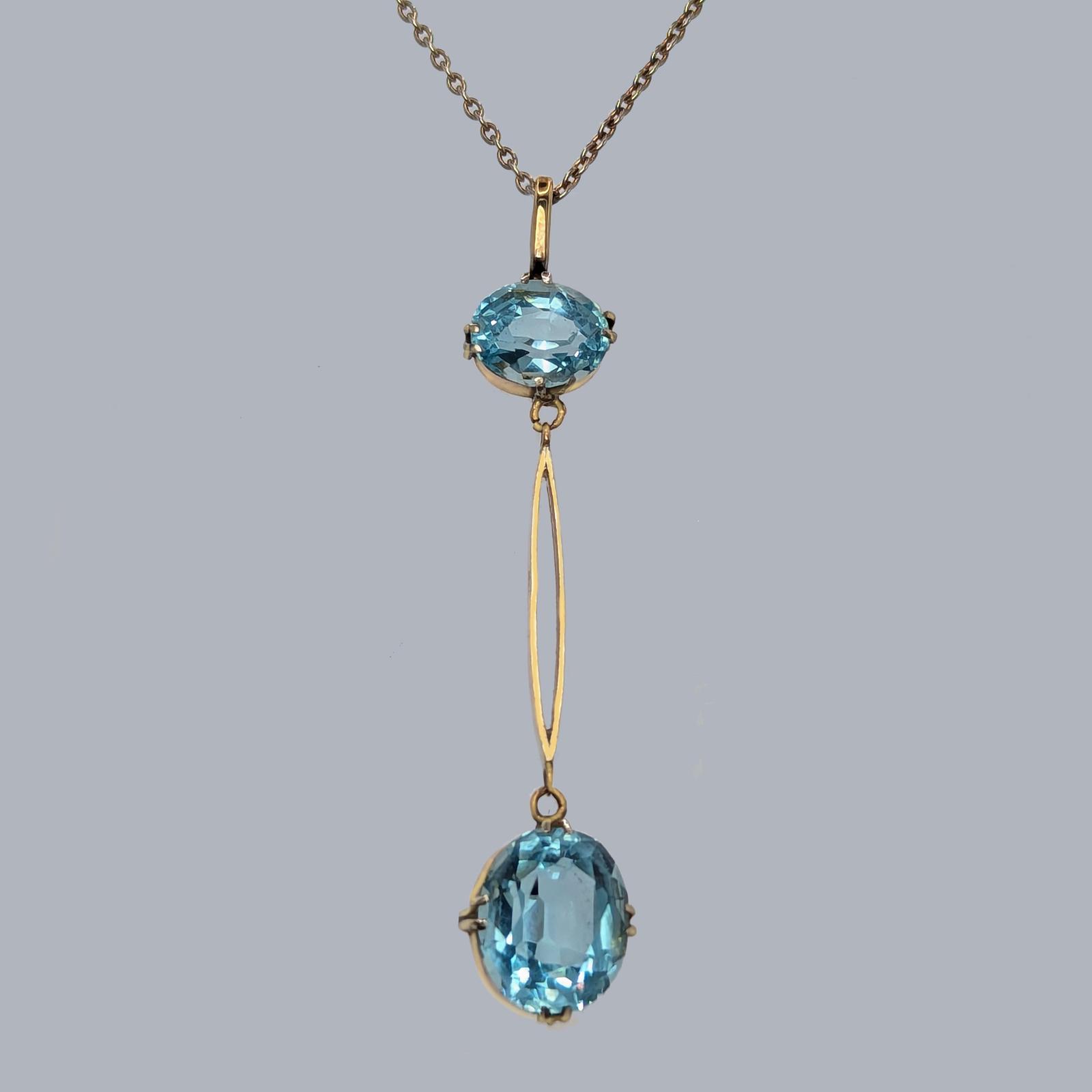 Antique Aquamarine 9ct Gold Pendant Edwardian Drop Pendant Vintage Circa 1910 (1 of 6)