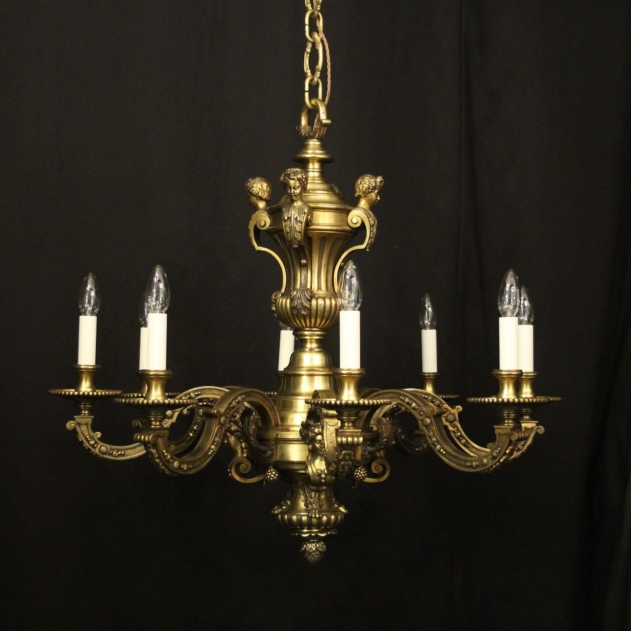 French Gilded Bronze 8 Light Antique Chandelier (1 of 10)