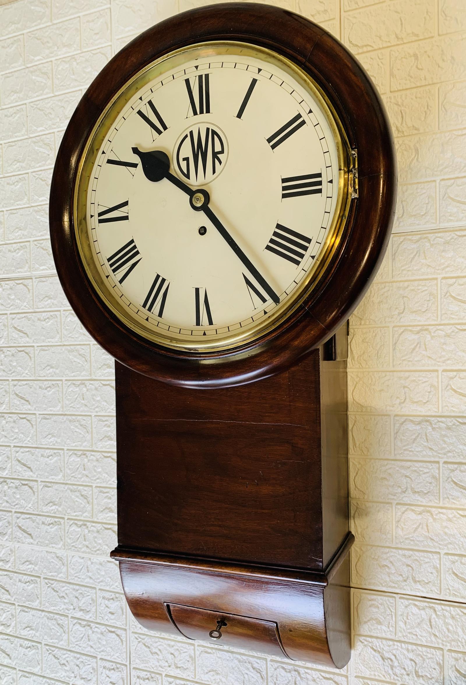 GWR Railway Drop Dial Fusee Wall Clock, Stunning (1 of 23)