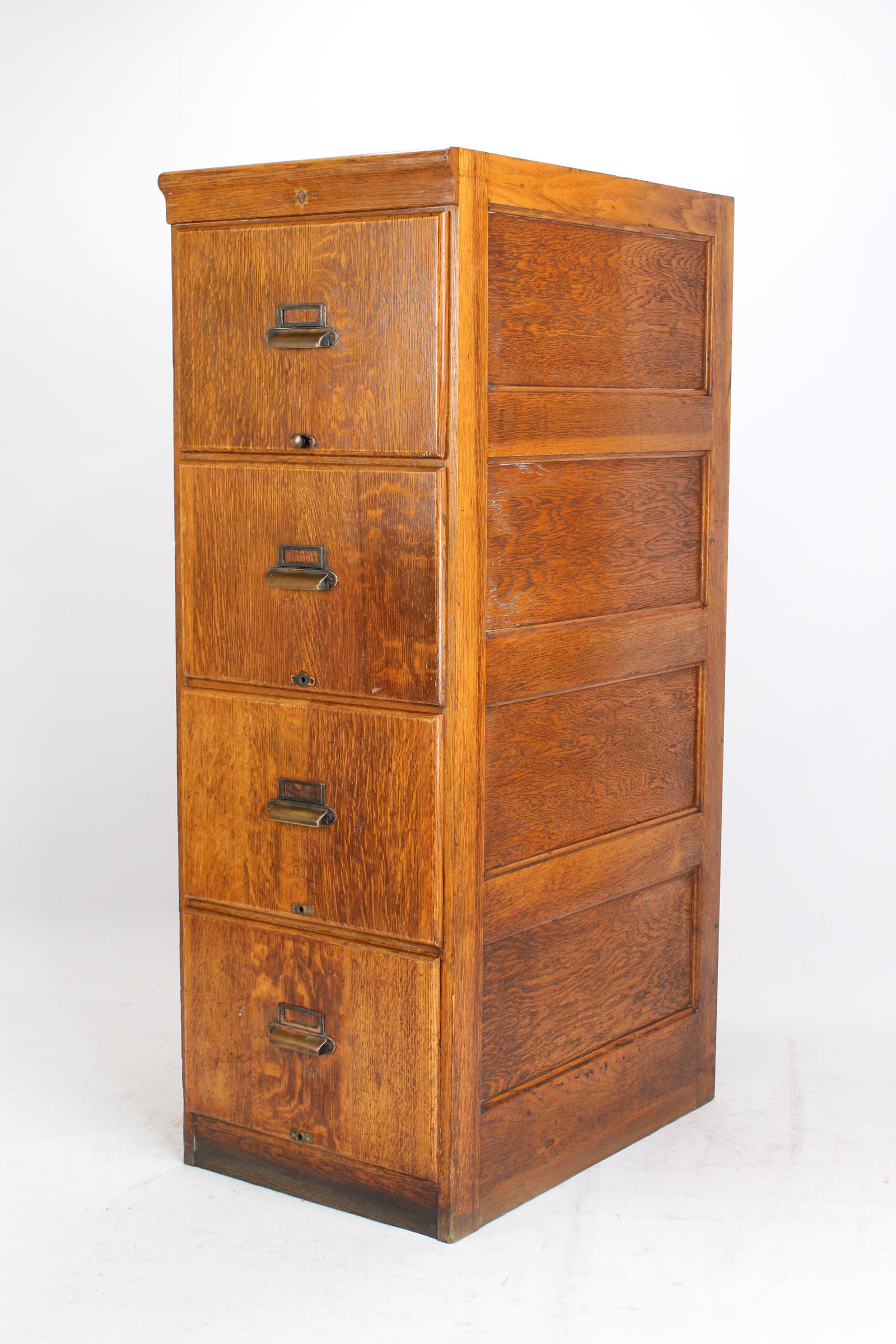 Tall Oak Filing Cabinet by Kenrick & Jeffesron c.1920 (1 of 13) Tall Oak Filing Cabinet by Kenrick & Jeffesron c.1920 (1 of 13)