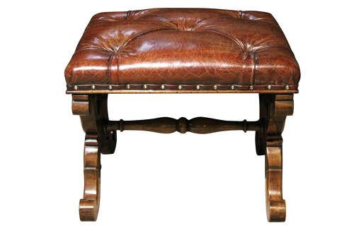19th Century Walnut X Frame Stool (1 of 4)