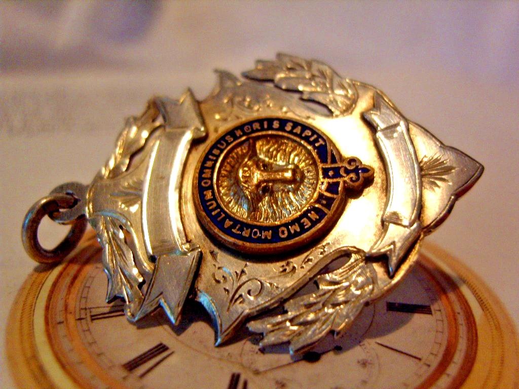 Masonic Pocket Watch Chain Fob Sterling Silver 1938 RAOB Large Enamel Fob (1 of 9)