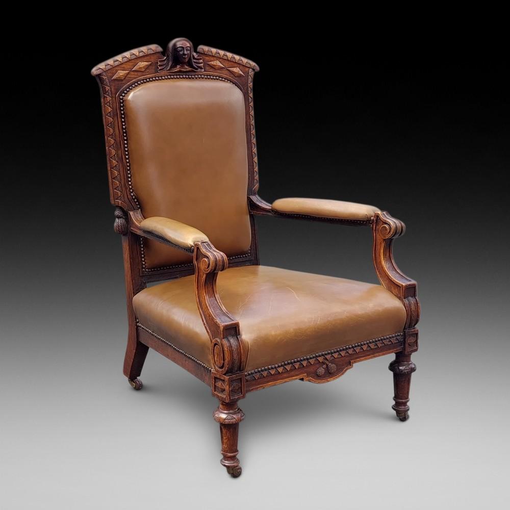 Late 19th Century Scottish Oak Baronial Armchair (1 of 9)