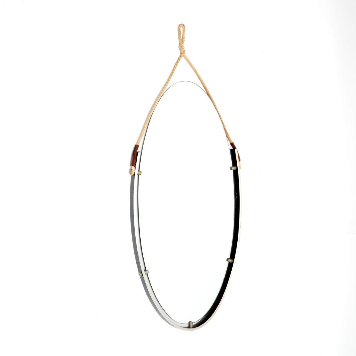 Vintage Steel, Leather & Rope Mirror (1 of 8)