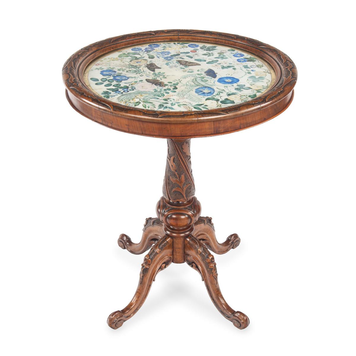 Fine Early Victorian Walnut Occasional Table with Inset Watercolour on Vellum Under Glass (1 of 10) Fine Early Victorian Walnut Occasional Table with Inset Watercolour on Vellum Under Glass (1 of 10)