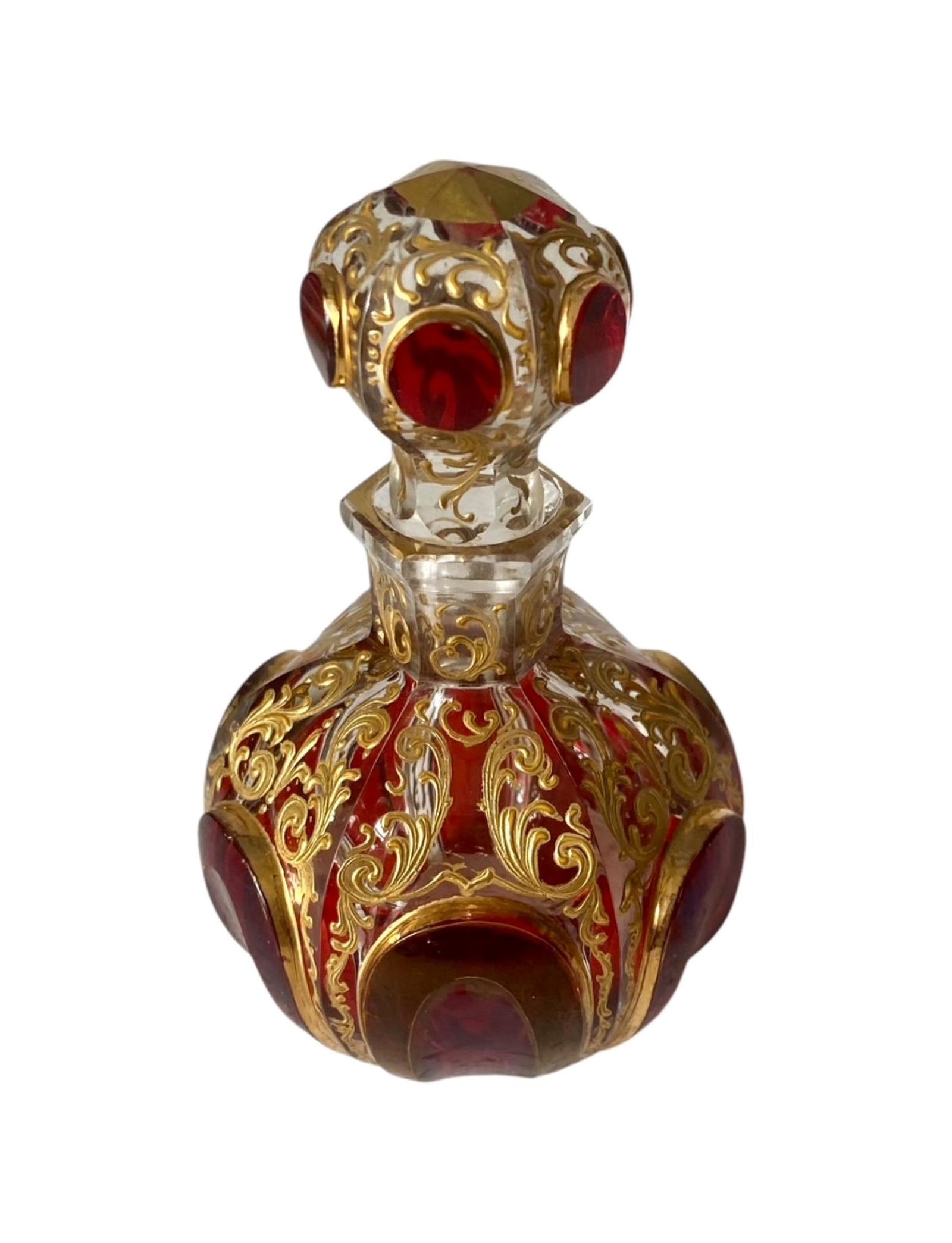 Antique Moser Ruby Red Cabochons & Gilt Enamel Perfume Scent Cologne Bottle c.1880 (1 of 9) Antique Moser Ruby Red Cabochons & Gilt Enamel Perfume Scent Cologne Bottle c.1880 (1 of 9)