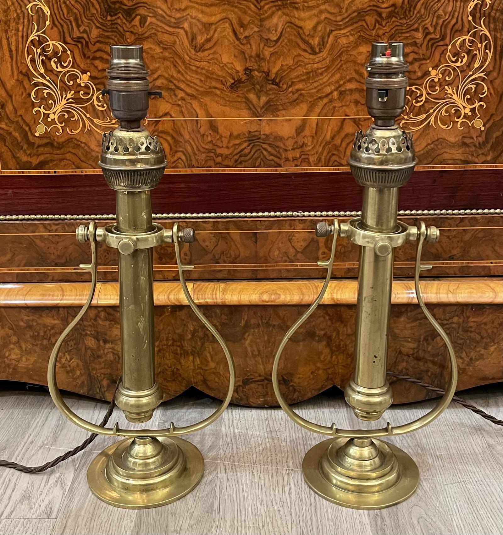 Pair Victorian Brass Ship Gimbal Lamps (1 of 6) Pair Victorian Brass Ship Gimbal Lamps (1 of 6)