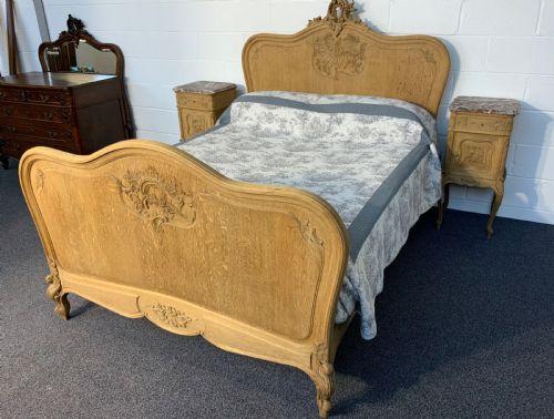 Bleached Oak French King Size Bed (1 of 10)