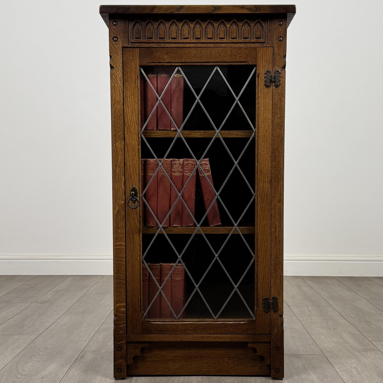 Antique 20th Century Leaded Glass Display Cabinet in Oak (1 of 11)