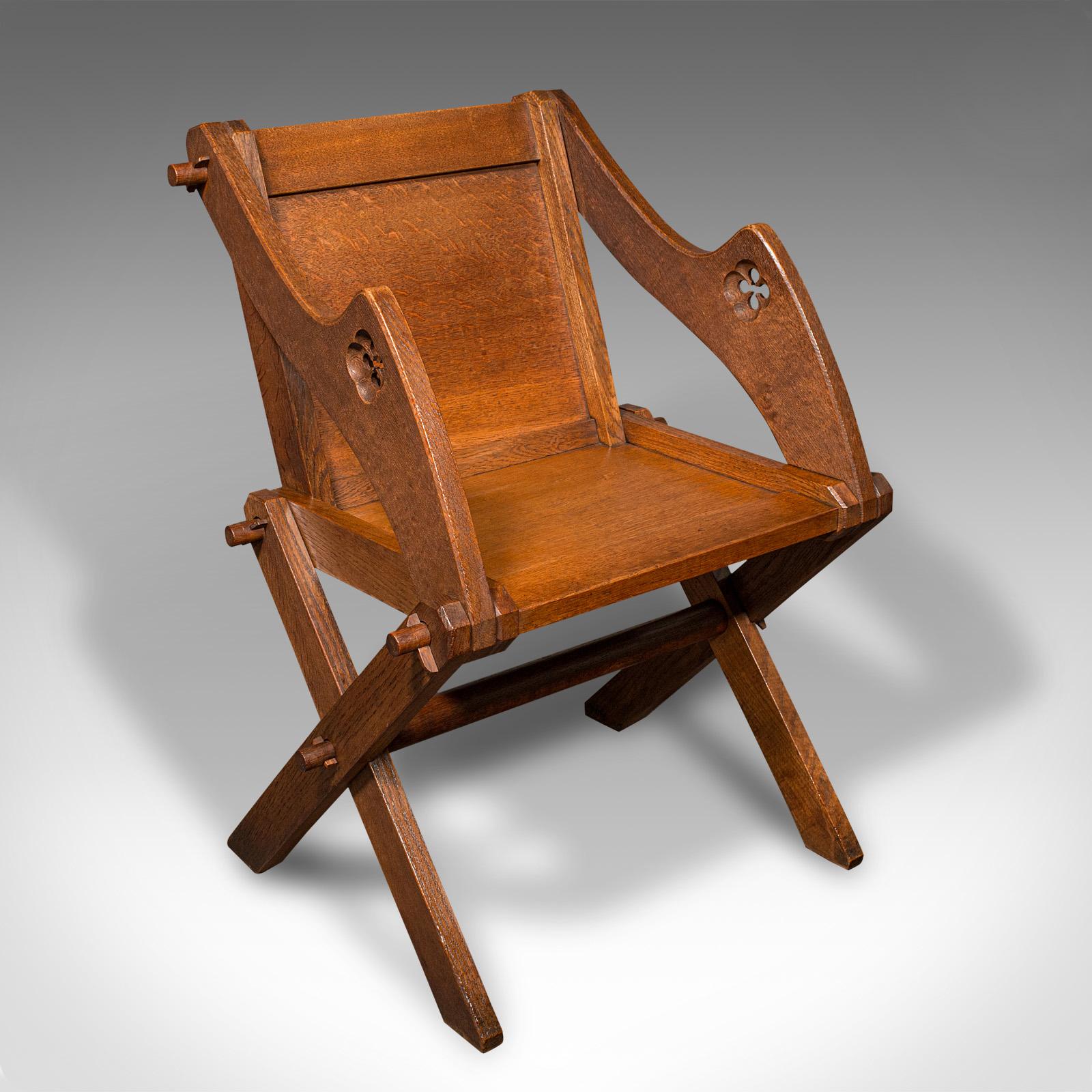 Antique Glastonbury Chair, English Oak, Ecclesiastic Armchair, Gothic, Victorian (1 of 12)