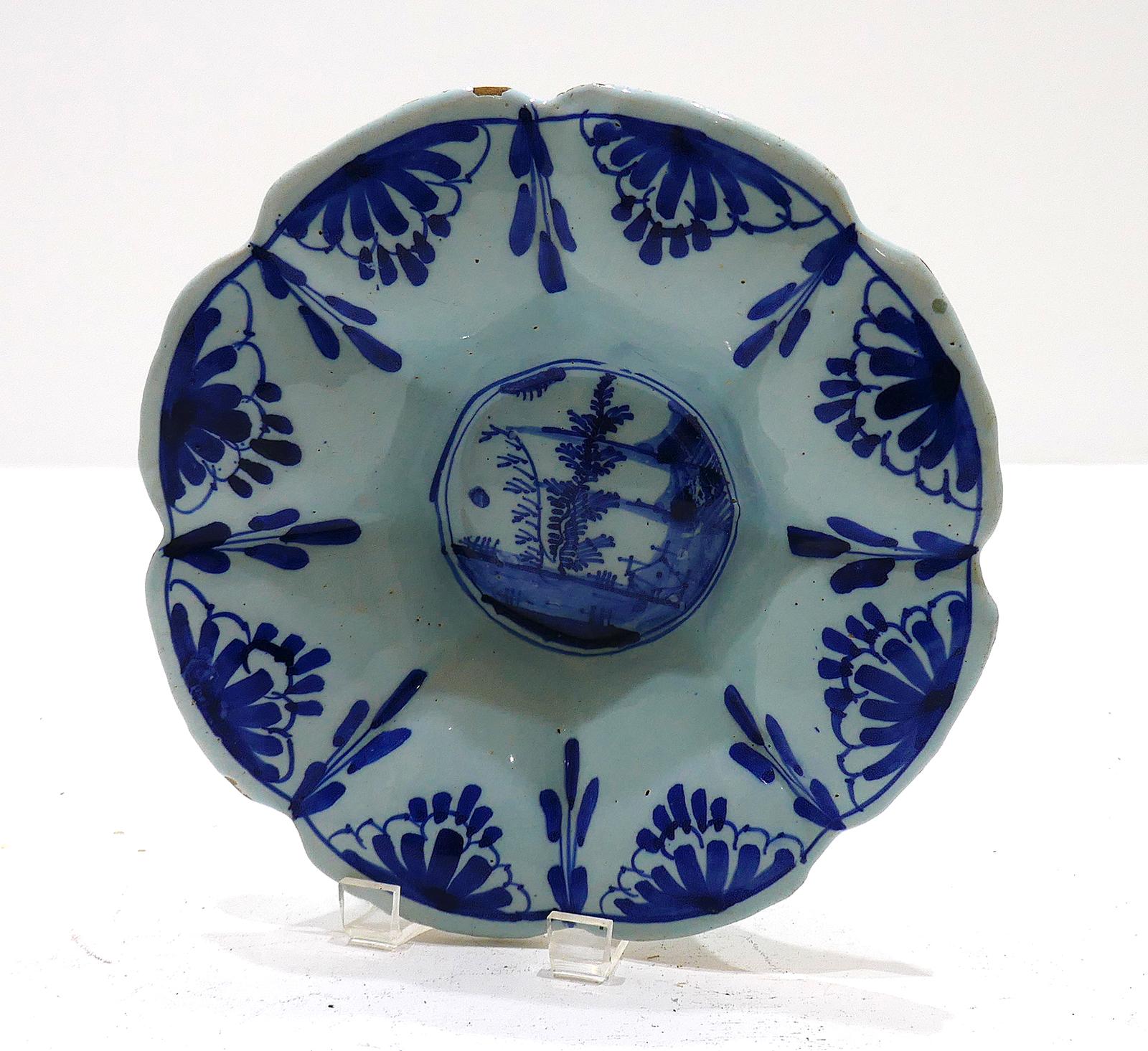 Antique Early Pottery 17thc Blue & White Delft Moulded Lobed Dish. English / London (1 of 3) Antique Early Pottery 17thc Blue & White Delft Moulded Lobed Dish. English / London (1 of 3)