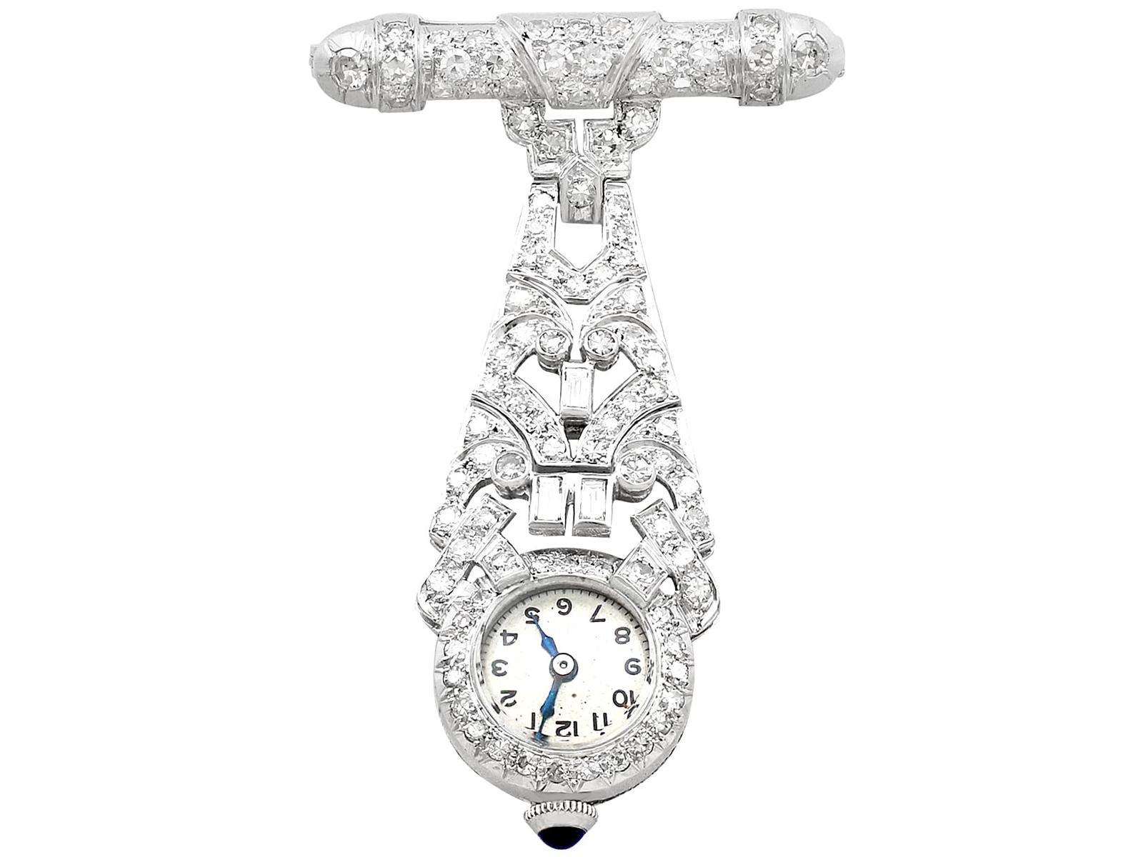 Vintage Art Deco 2.04ct Diamond & Platinum Ladies Fob Watch c.1940 (1 of 14)
