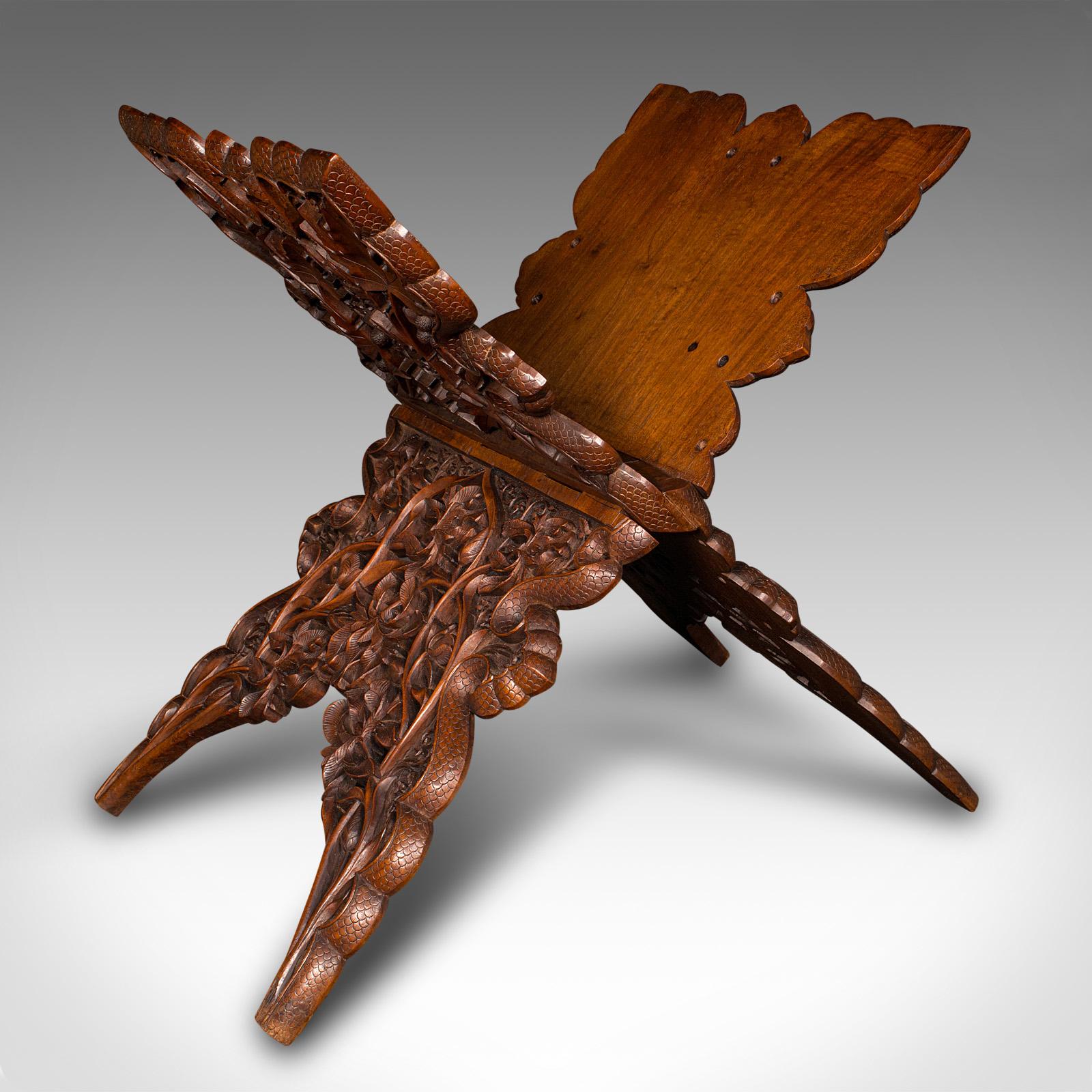 Antique Club Lounge Magazine Stand, Burmese, Teak, Folding Book Rack, Victorian (1 of 9)