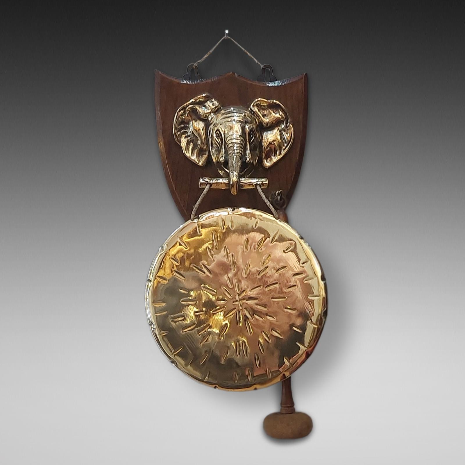 Early 20thc Brass and Oak Gong (1 of 6)