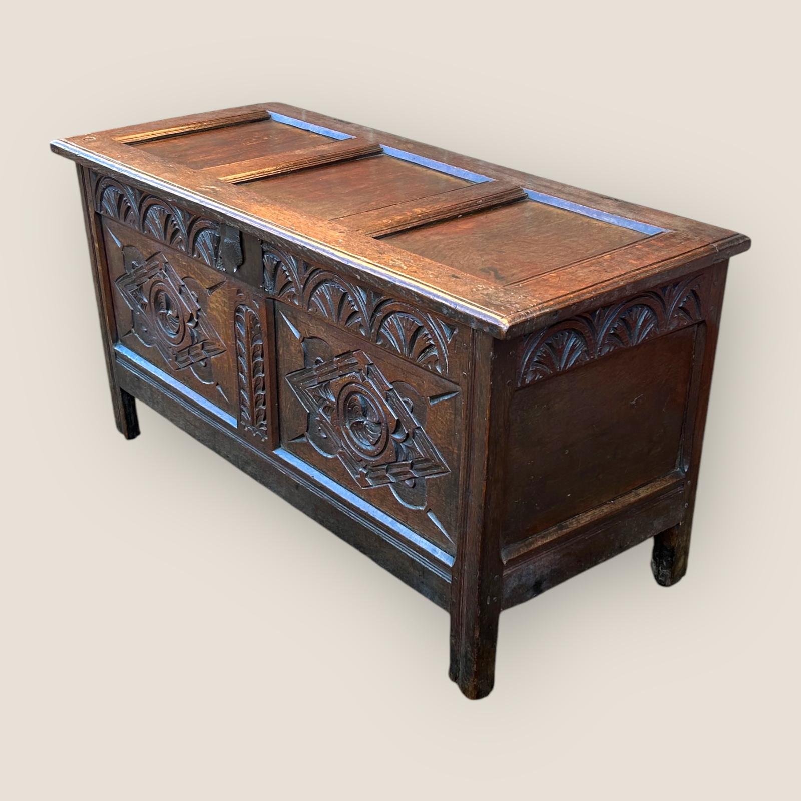 18th Century Carved Oak Coffer (1 of 10) 18th Century Carved Oak Coffer (1 of 10)