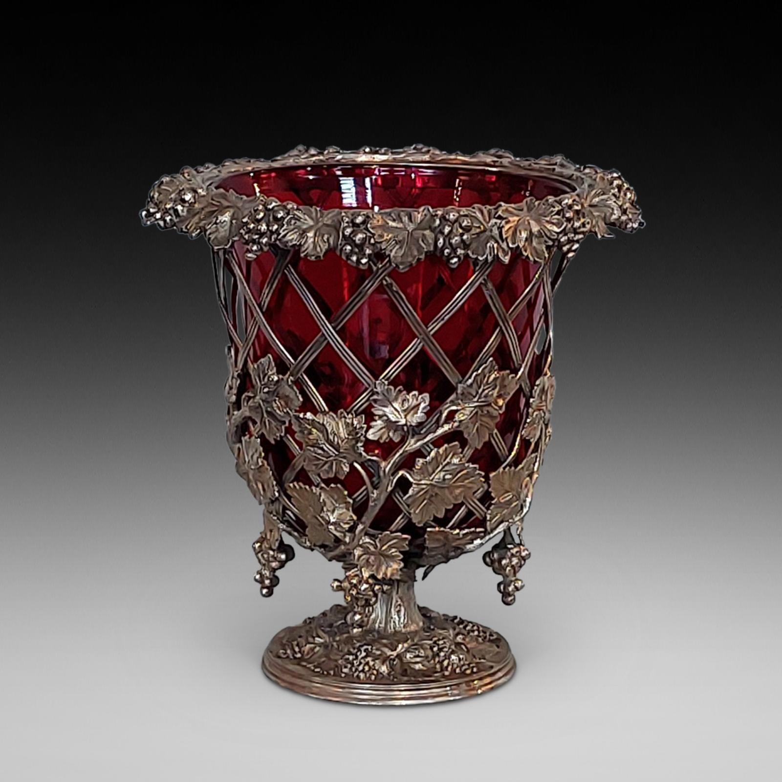 Late 19thc Cranberry & Silver Plate Wine Cooler (1 of 8) Late 19thc Cranberry & Silver Plate Wine Cooler (1 of 8)