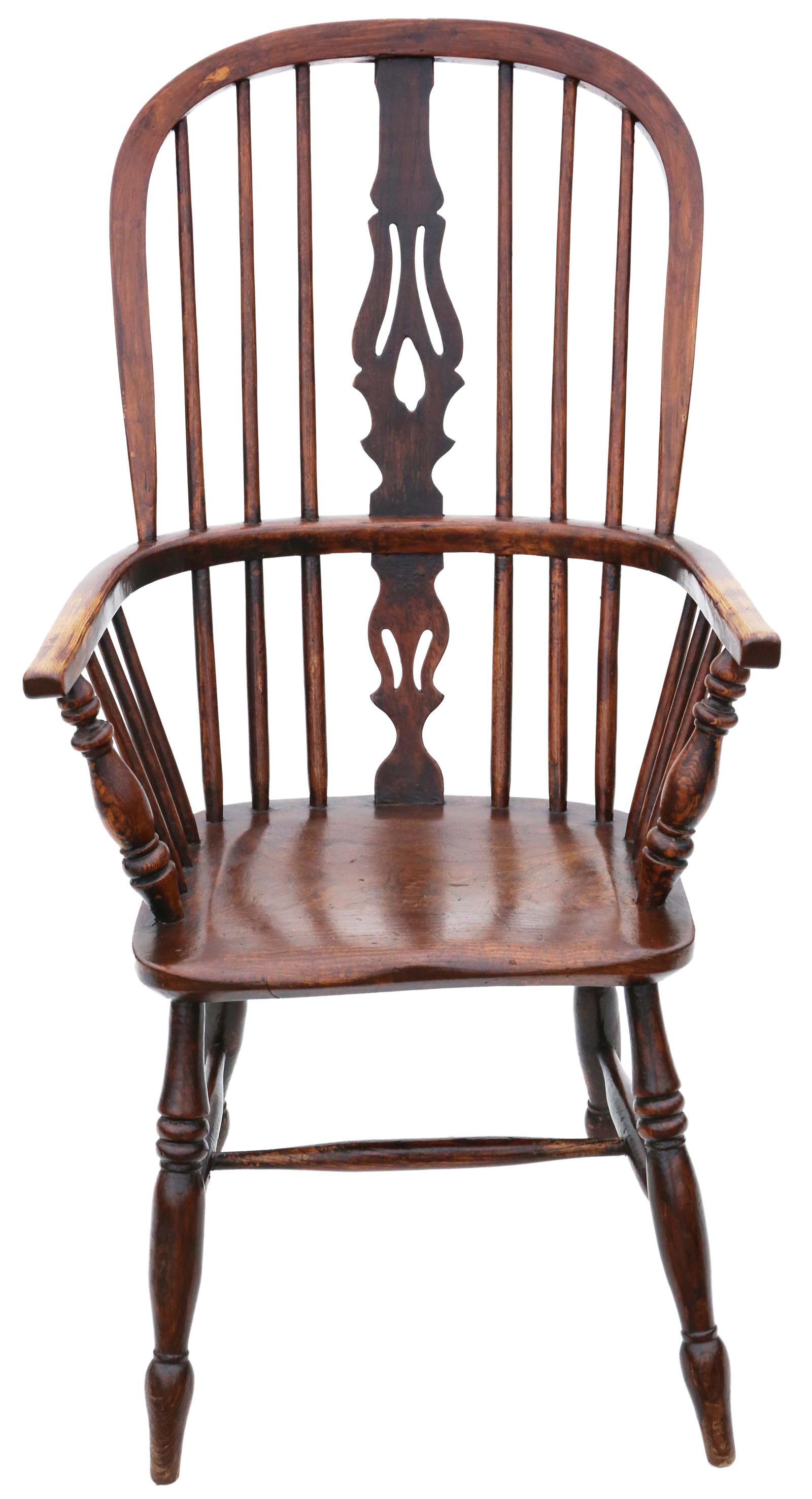 Antique Quality 19th Century Ash & Elm Windsor Chair Dining Armchair (1 of 4)