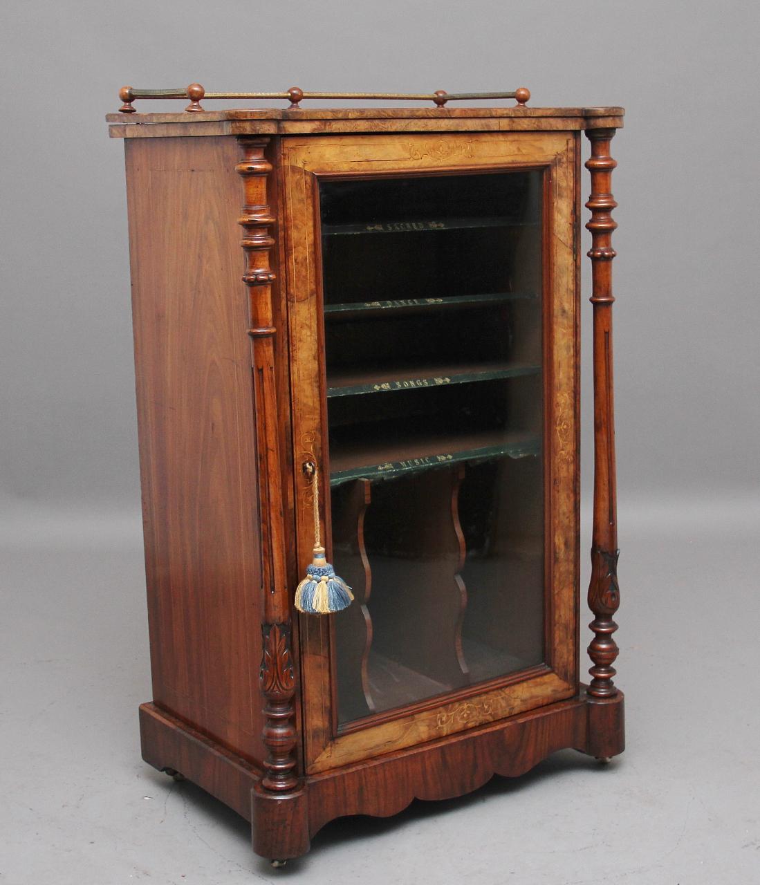 19th Century Burr Walnut Inlaid Music Cabinet (1 of 9)