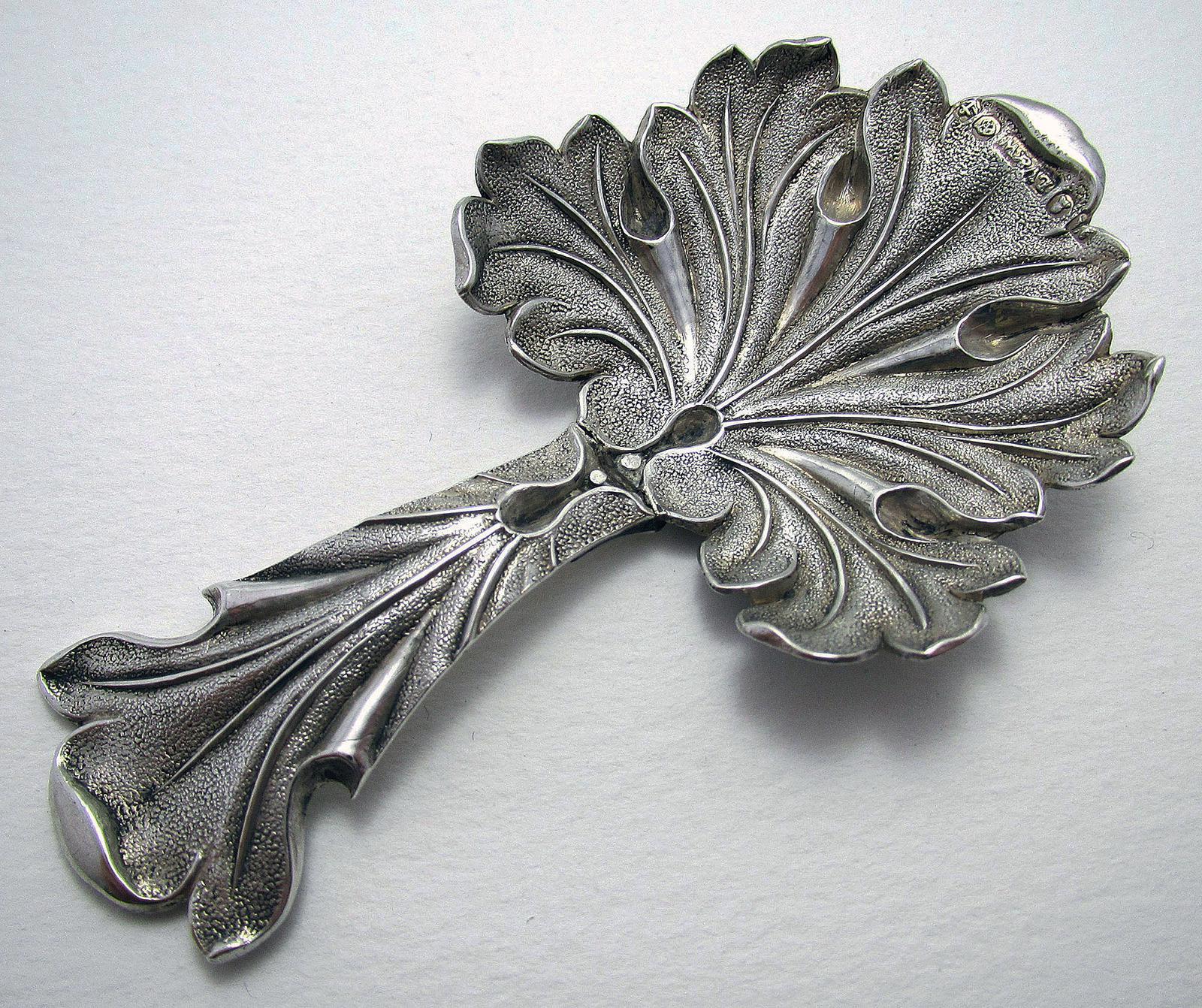 Rare 'Fig Leaf' Pattern Antique Georgian 1830 Solid Sterling Silver English Tea Caddy Spoon - Repaired (1 of 8) Rare 'Fig Leaf' Pattern Antique Georgian 1830 Solid Sterling Silver English Tea Caddy Spoon - Repaired (1 of 8)