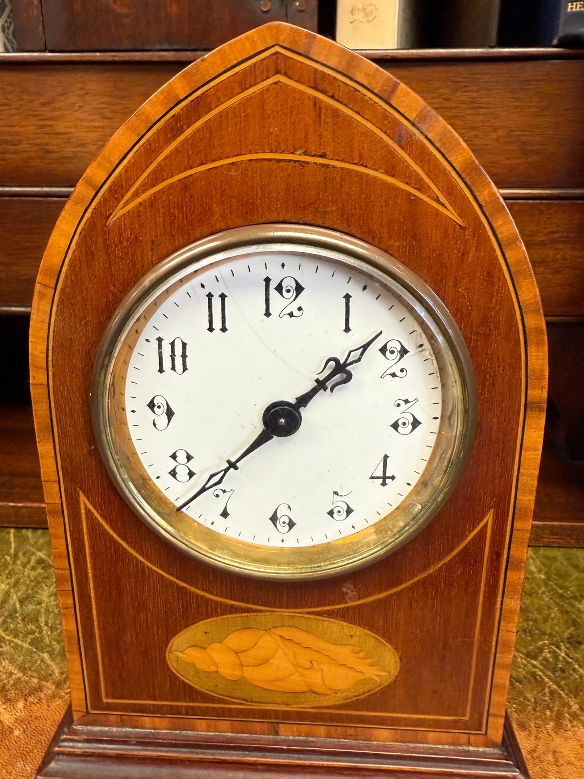 Edwardian Inlaid Walnut Mantle Clock 1904 (1 of 1)