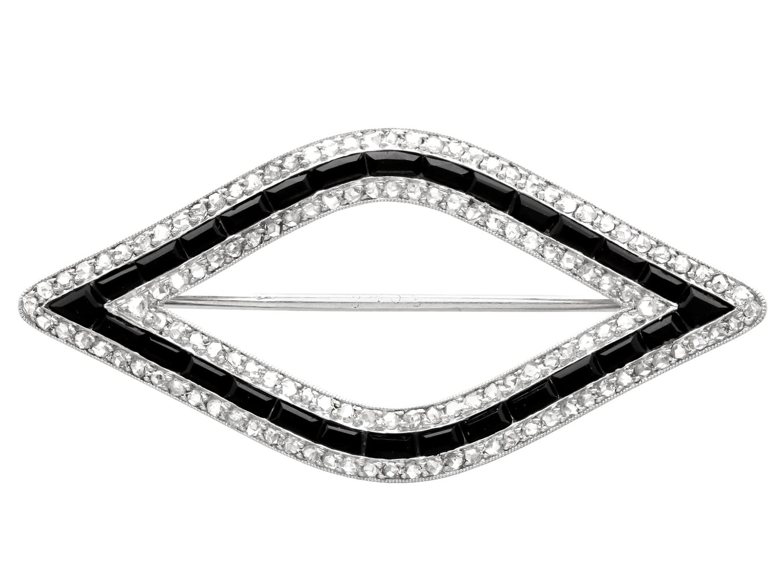 1.70ct Black Onyx & 2.20ct Diamond, Platinum Cartier Brooch c.1925 (1 of 15)