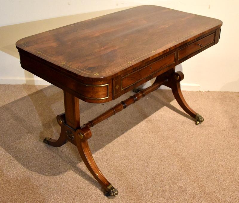 Regency Rosweood Brass Inlaid Writing Table (1 of 7)