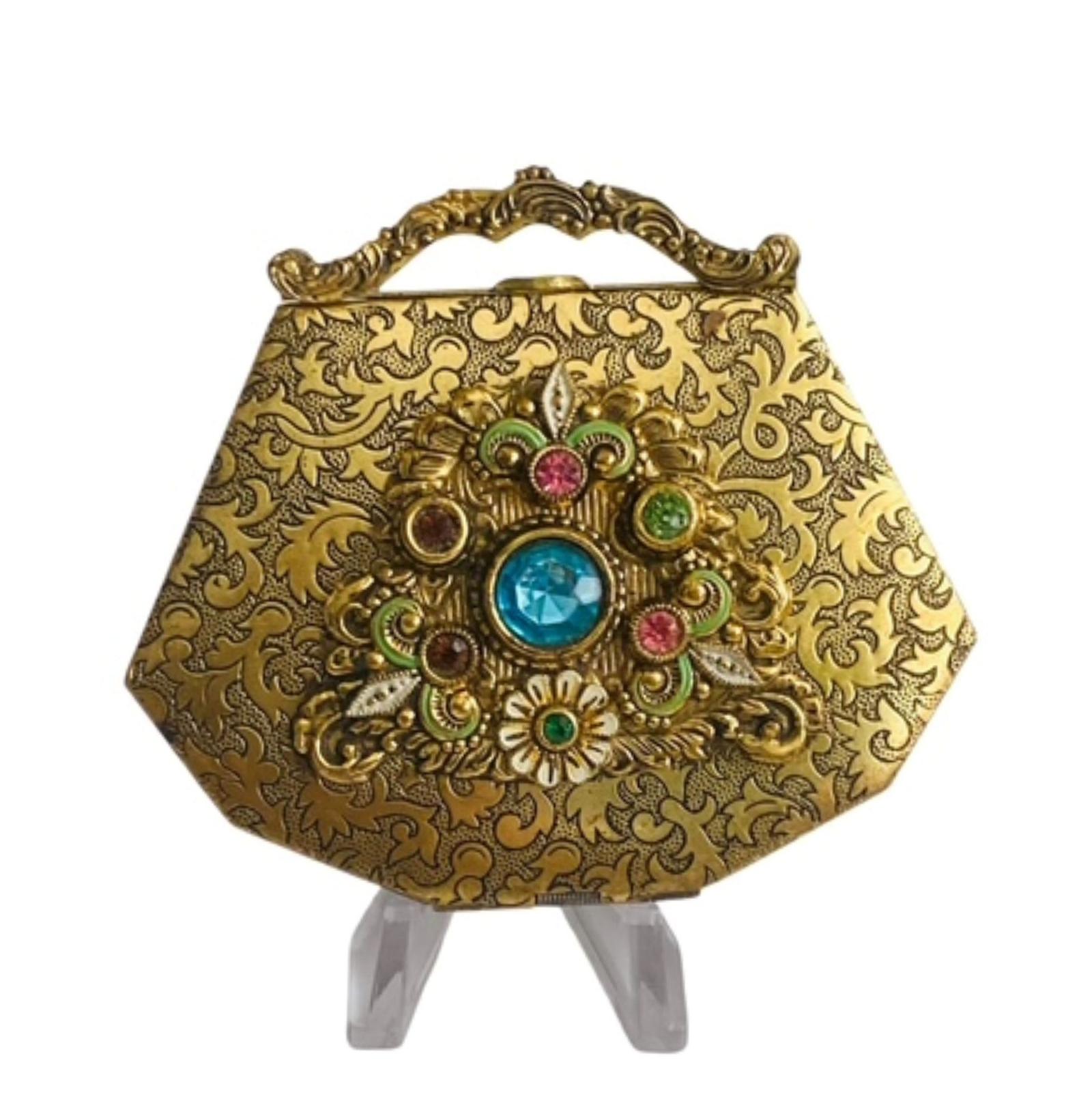 Art Deco Princess Powder Compact Czech Jewelled Figural Hand Bag Purse Form Circa 1920 (1 of 6) Art Deco Princess Powder Compact Czech Jewelled Figural Hand Bag Purse Form Circa 1920 (1 of 6)
