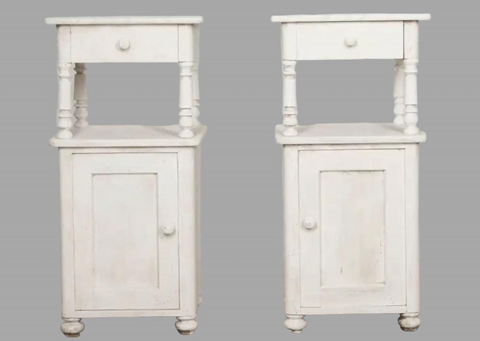 Pair of French 19th Century Painted Bedside Tables (1 of 4)