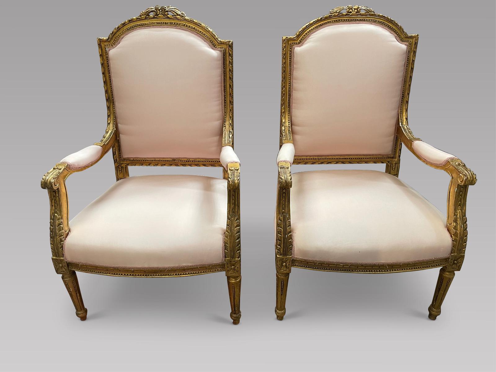 Pair of French Giltwood Fauteuils (1 of 4) Pair of French Giltwood Fauteuils (1 of 4)