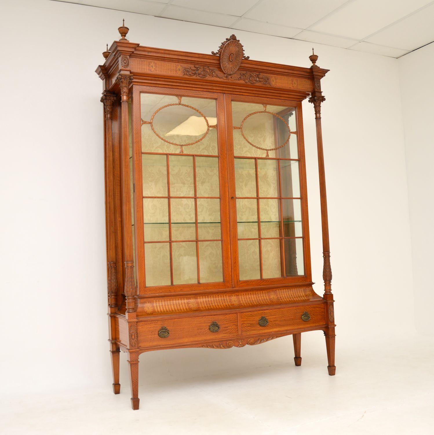 Antique Victorian Satinwood Display Cabinet (1 of 14)