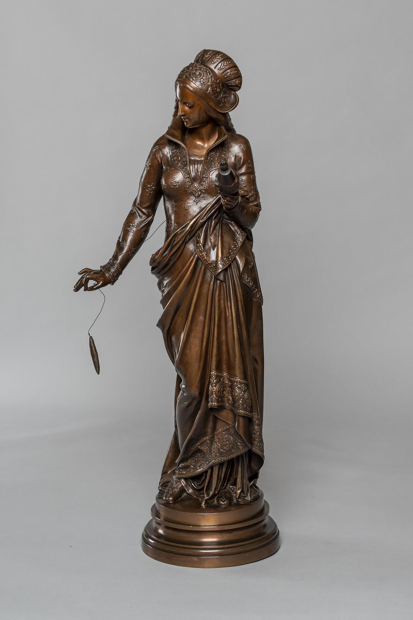 Stunning Large 19th Century Bronze Sculpture by Albert Carrier- Belleuse 'la Fileuse' (1 of 16)
