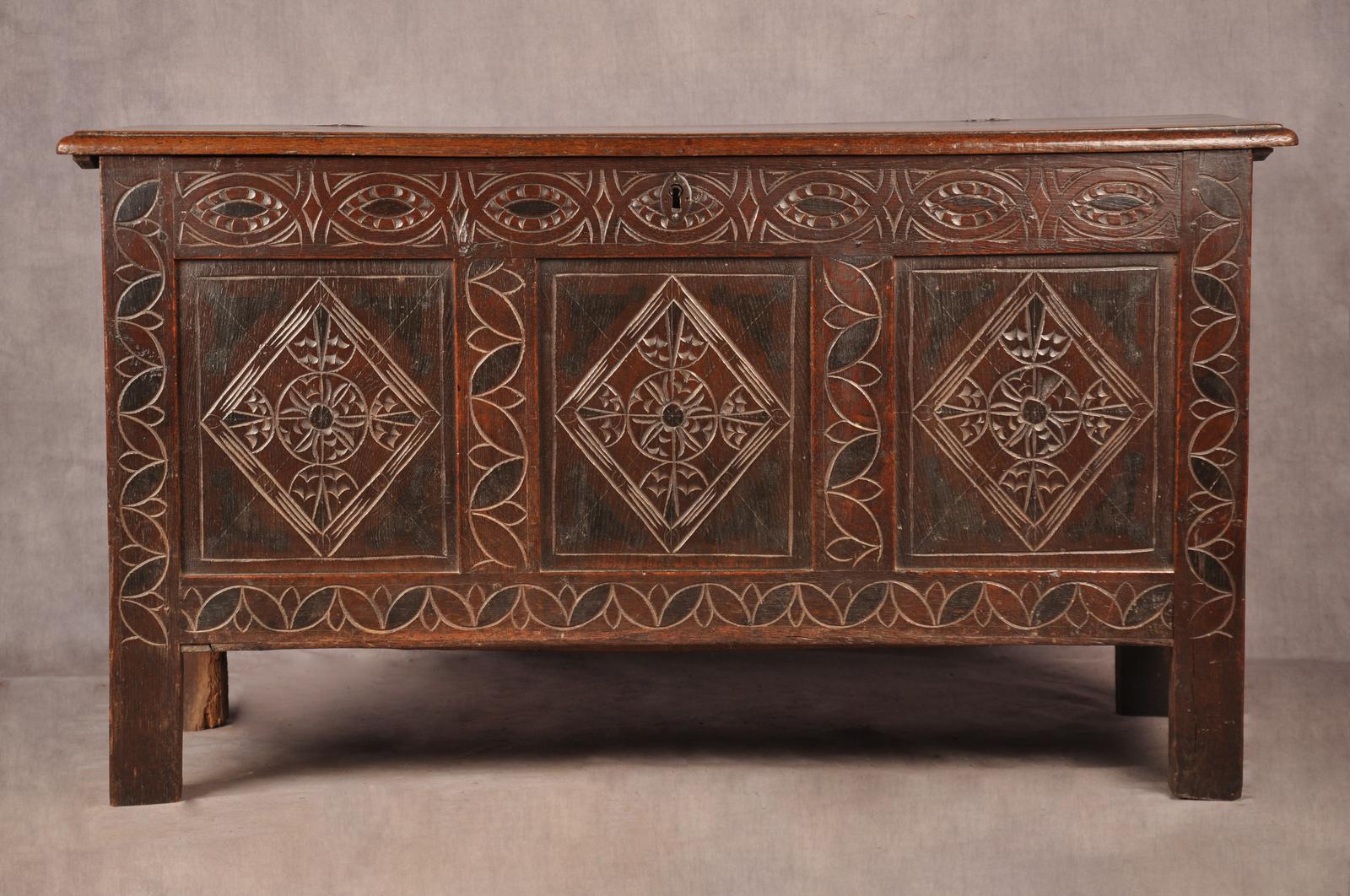 Rare 17th Century Ebonized Dorset Coffer (1 of 21)