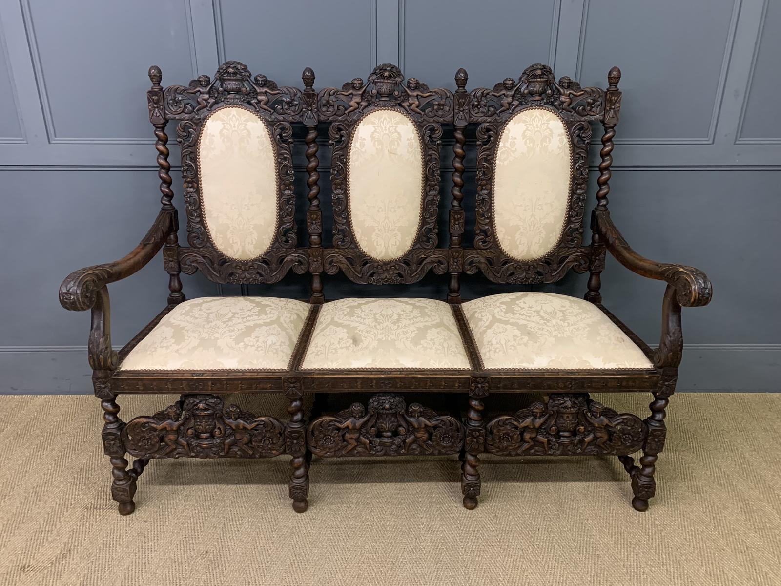 19th Century Carolean Style Walnut Settee (1 of 13)