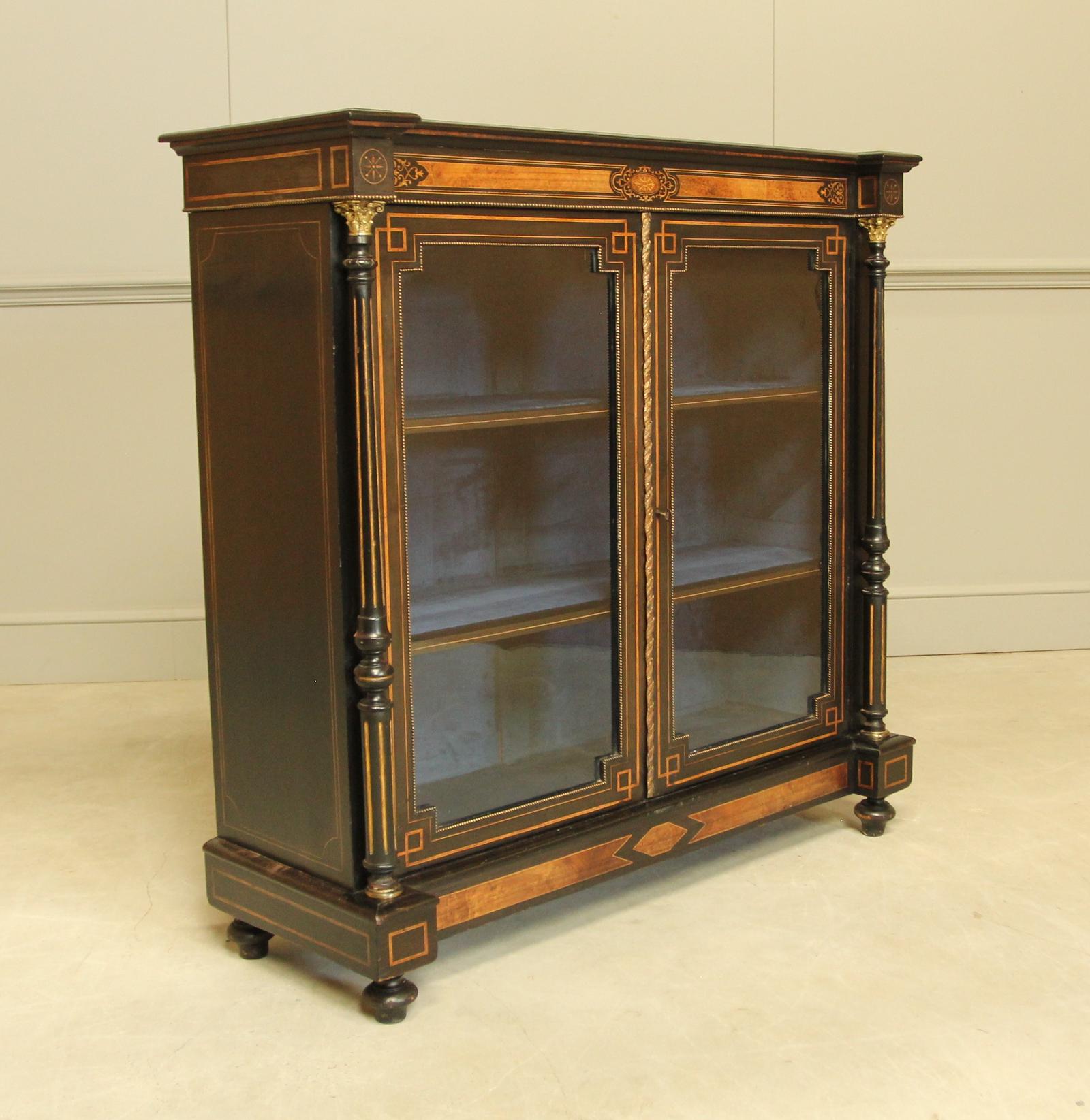 Victorian Ebonized Bookcase Display Cabinet (1 of 11)