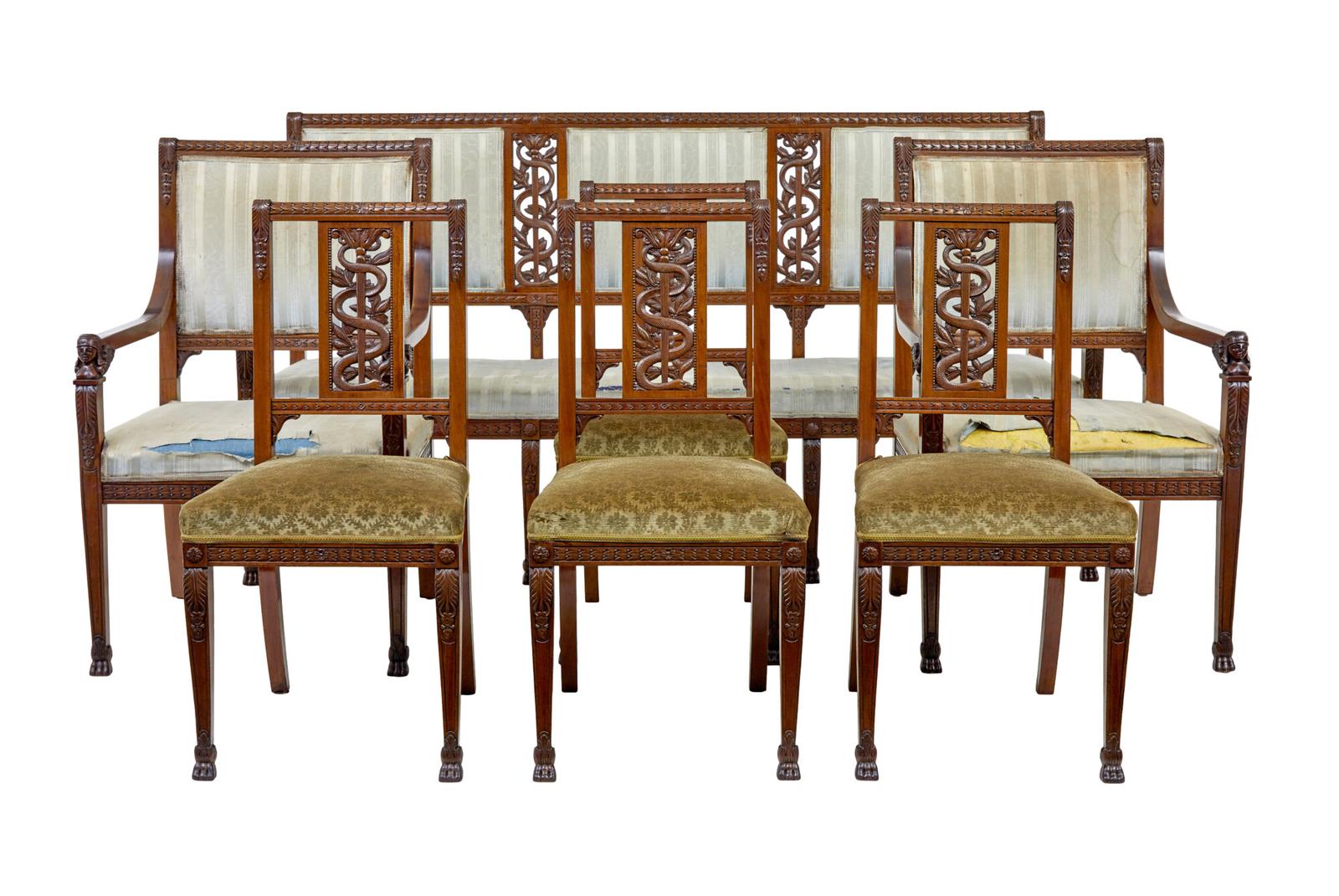 Early 20th Century 7 Piece Carved Walnut Empire Revival Suite (1 of 13)