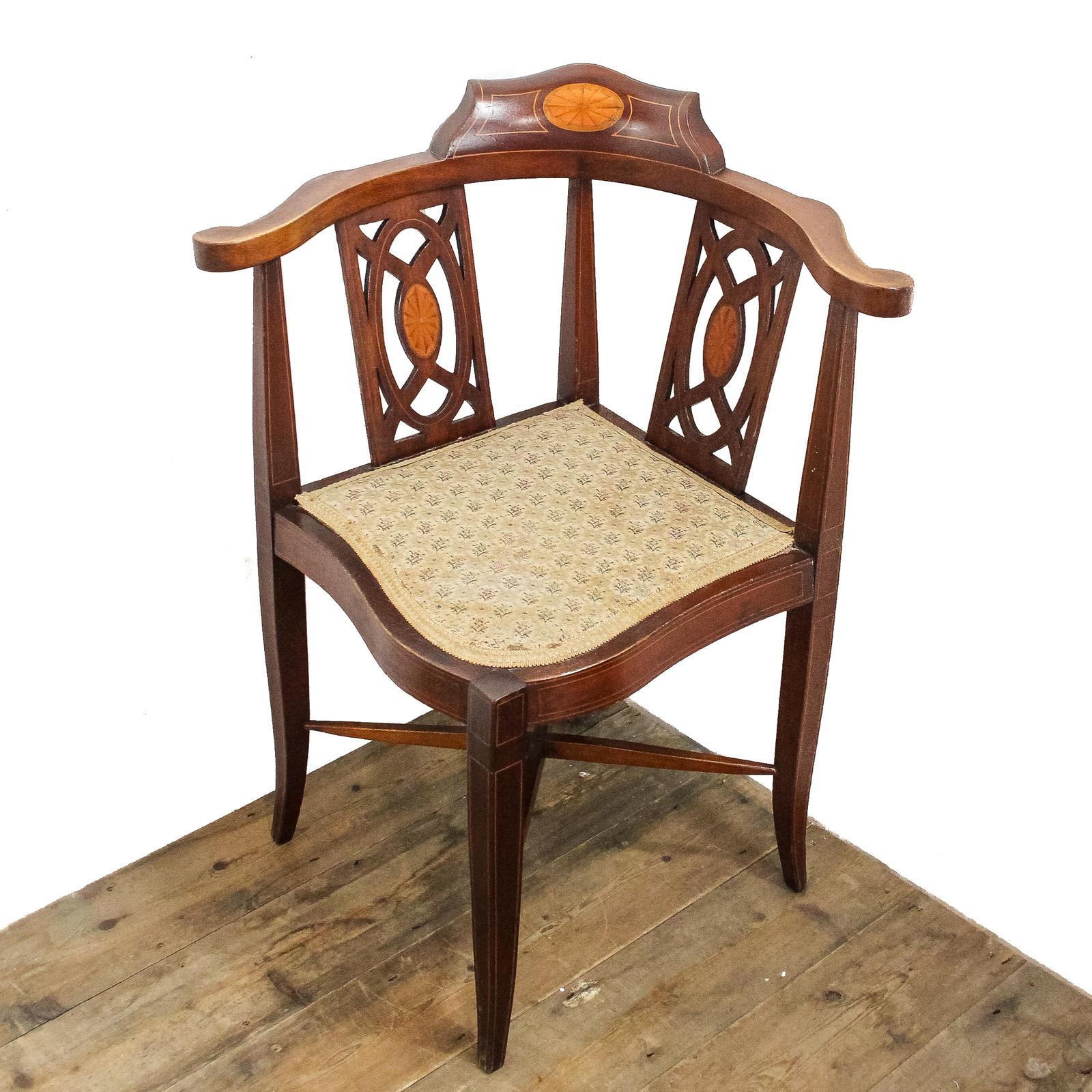 Antique Edwardian Mahogany Upholstered Corner Armchair (1 of 12)