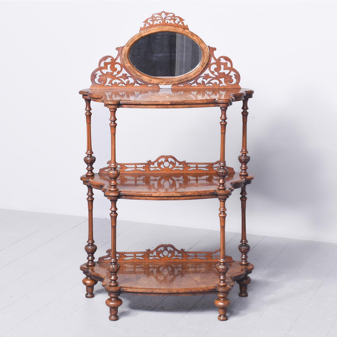 Fine Quality  Inlaid Burr Walnut  Victorian Whatnot (1 of 8)
