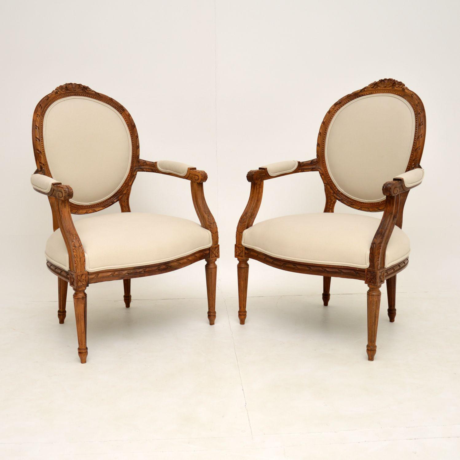 Pair of Antique French Walnut Salon Armchairs (1 of 13) Pair of Antique French Walnut Salon Armchairs (1 of 13)